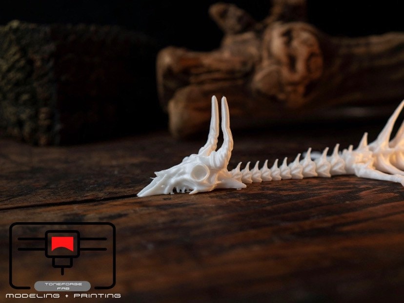 Articulated 3D printed 21” Skeleton Dragon