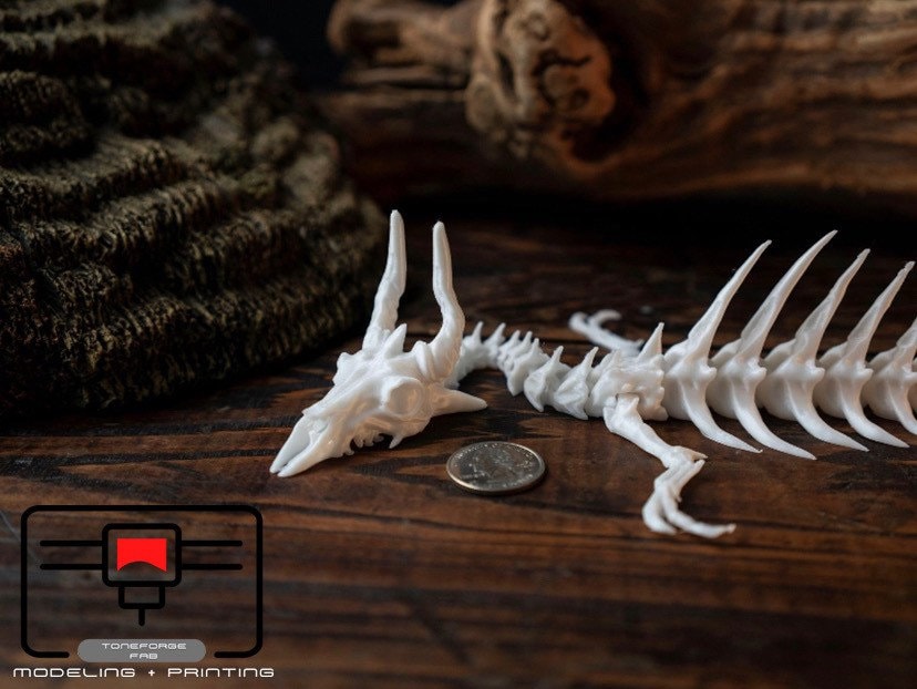 Articulated 3D printed 21” Skeleton Dragon