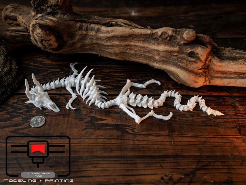 Articulated 3D printed 21” Skeleton Dragon