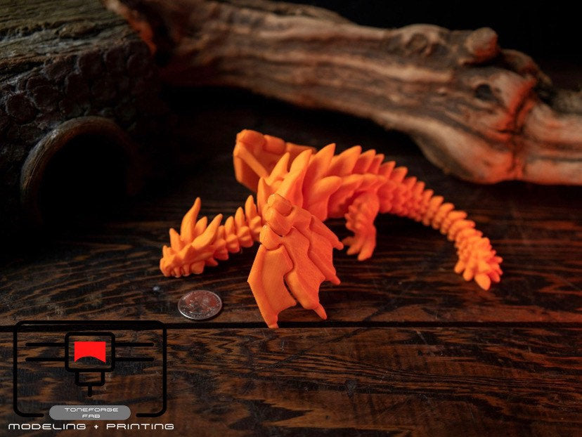 Articulated 3D printed Dragon with wings and moving jaw