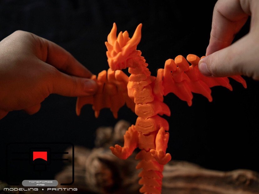 Articulated 3D printed Dragon with wings and moving jaw