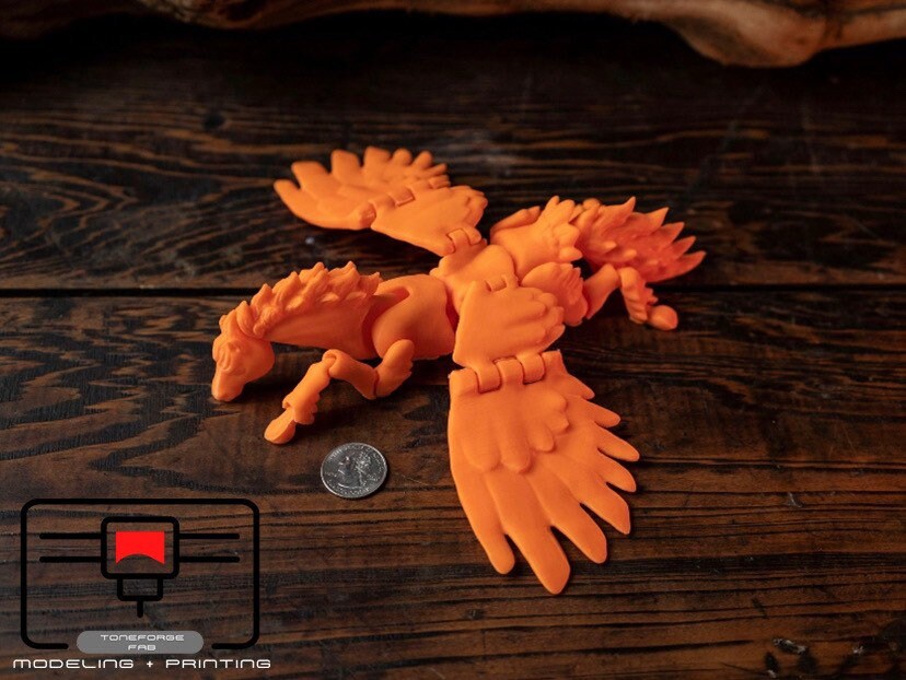 Articulated 3D printed Pegasus fidget toy