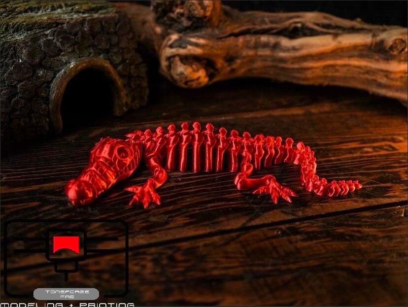 Articulated 3D printed Flexi Skeleton Alligator Toy, flexi animal, fidget toy, sensory toy