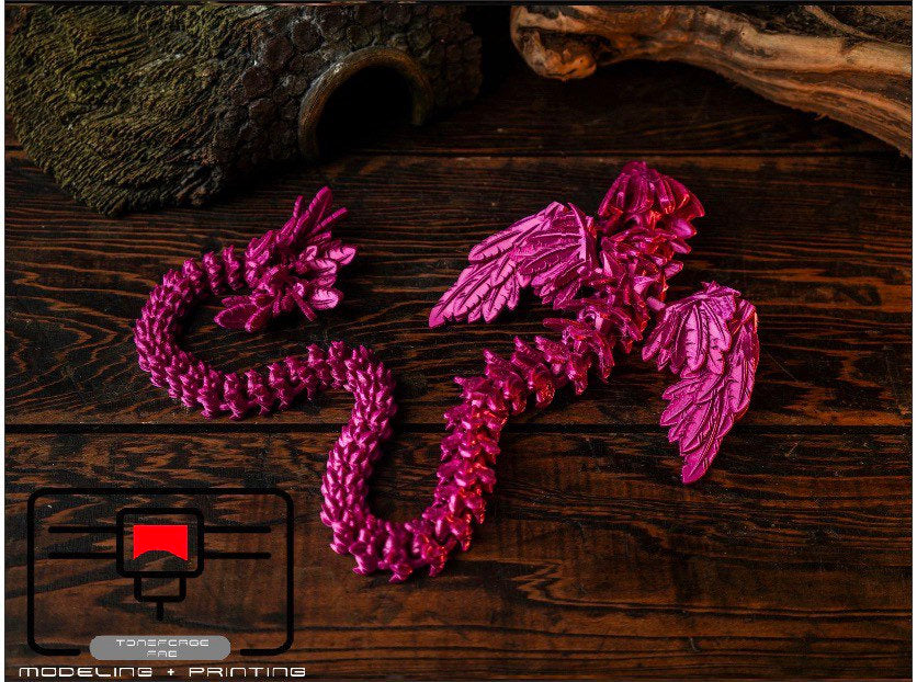 Articulated 3D printed Flying Serpent dragon, flexi dragon, fidget toy