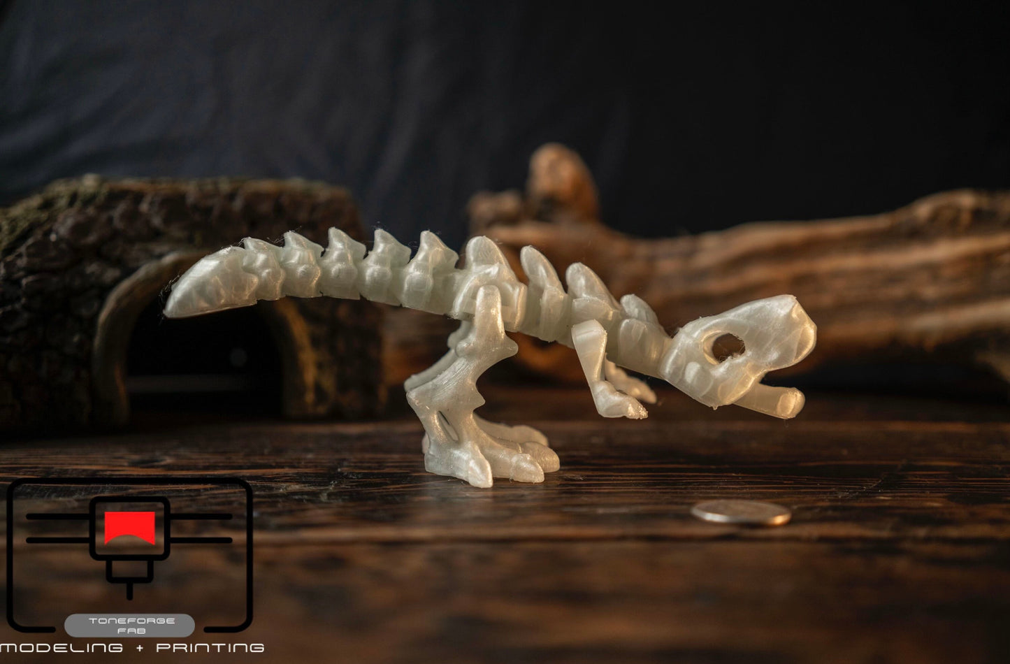 Articulated 3D printed Skeleton T-Rex, flexi dinosaur, fidget toy