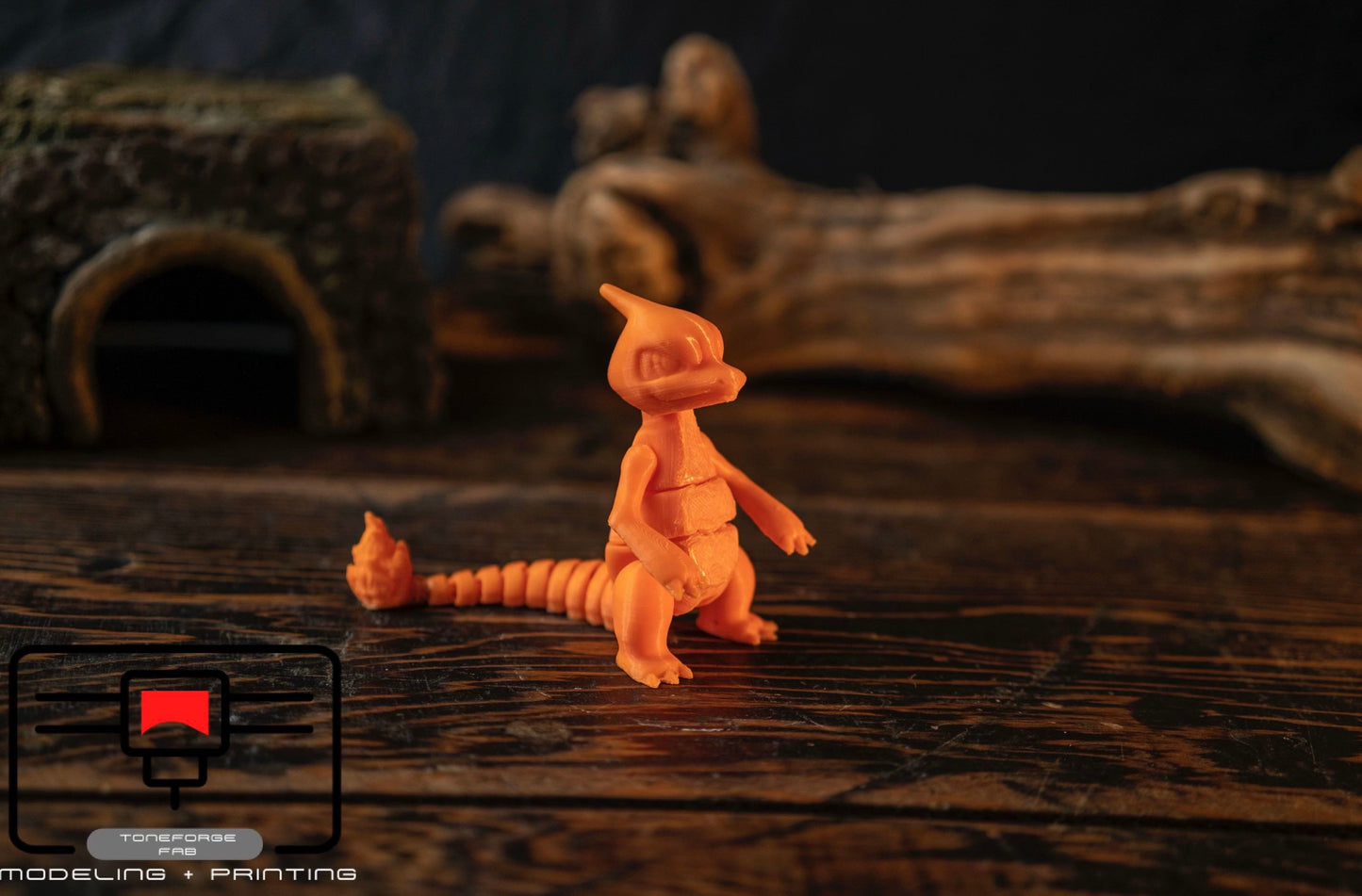 Articulated 3D printed Charmeleon, flexi Pokémon, fidget toy