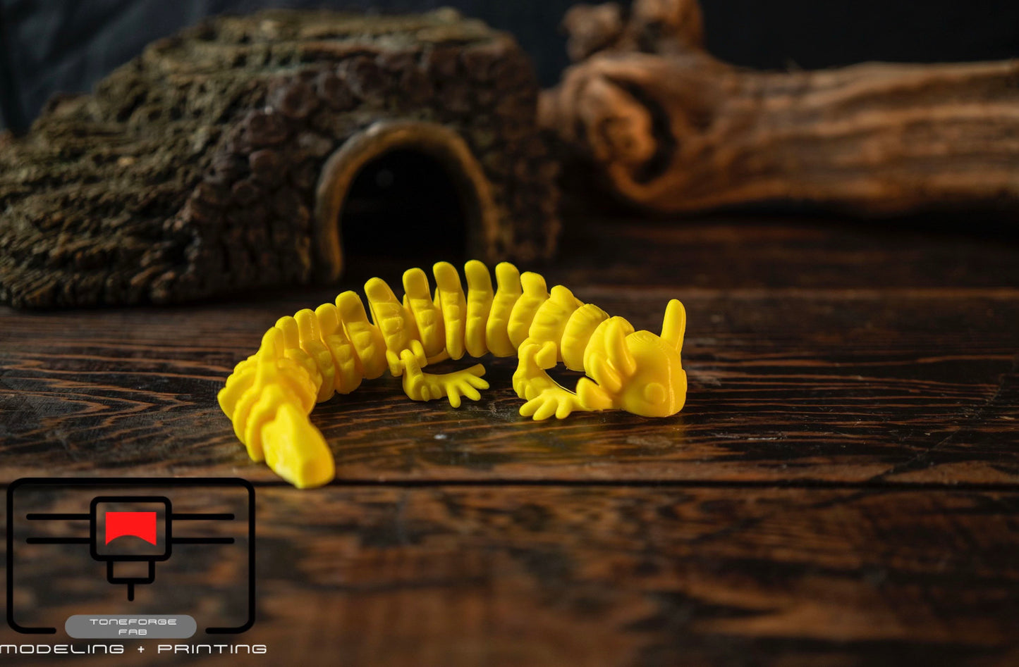 Articulated 3D printed Axolotl, flexi Lizard, fidget toy