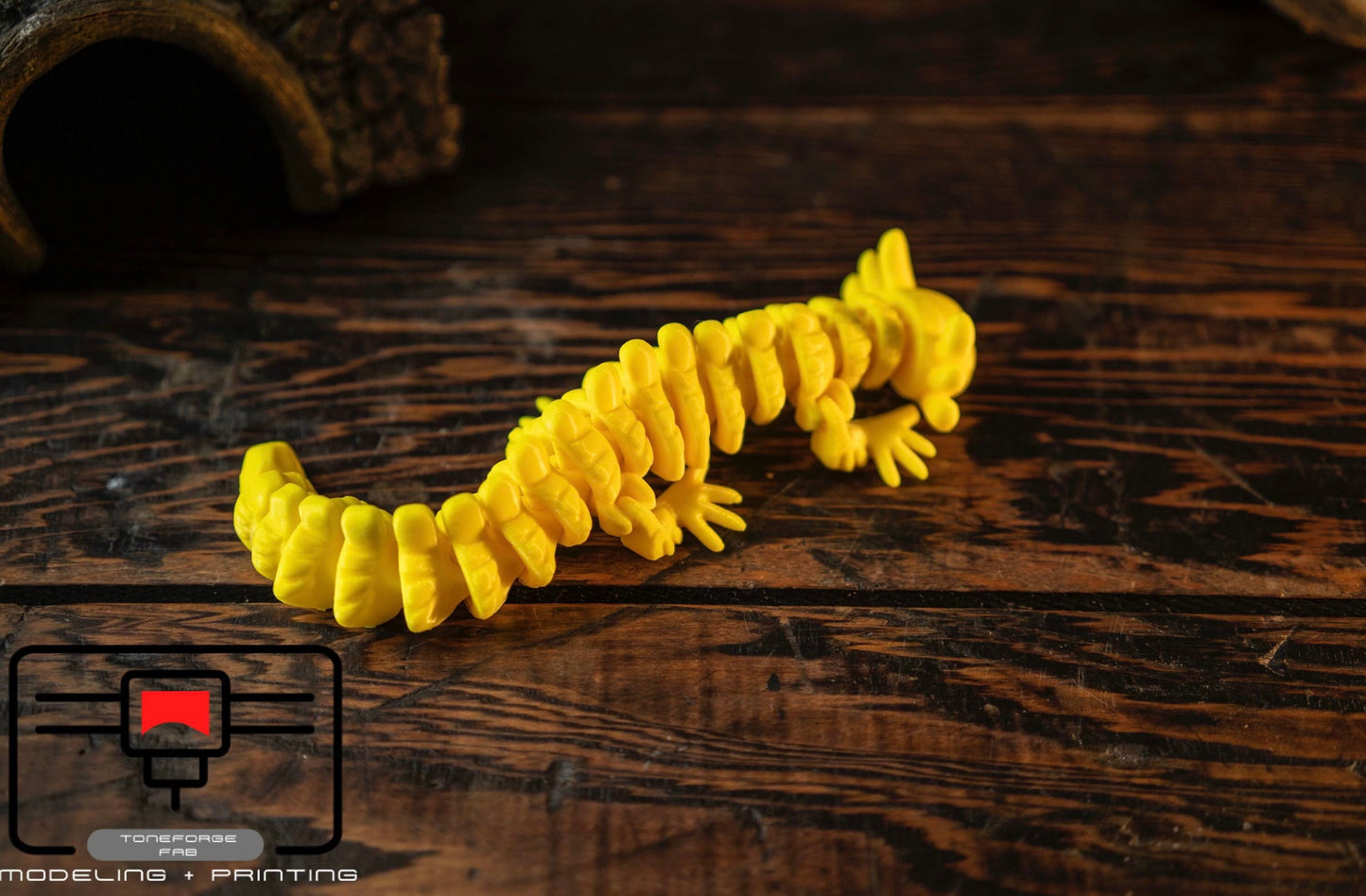 Articulated 3D printed Axolotl, flexi Lizard, fidget toy