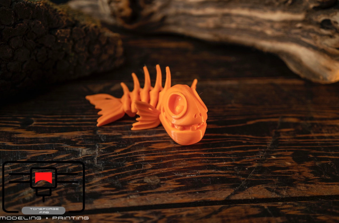 Articulated 3D printed Skeleton Fish, flexi animal, fidget toy