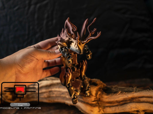 Articulated 3D printed BIG Jackalope fidget toy