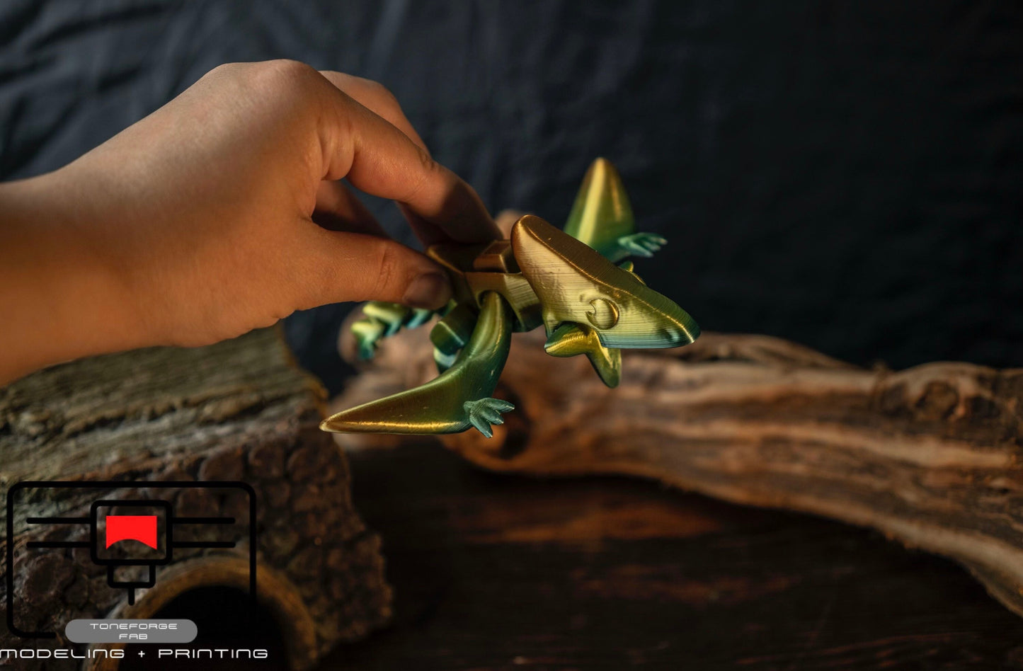 Articulated 3D printed Pterodactyl , flexi dinosaur, fidget toy