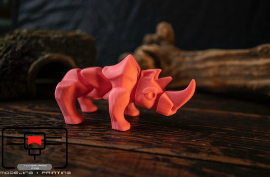 Articulated 3D printed Rhino, flexi animal, fidget toy