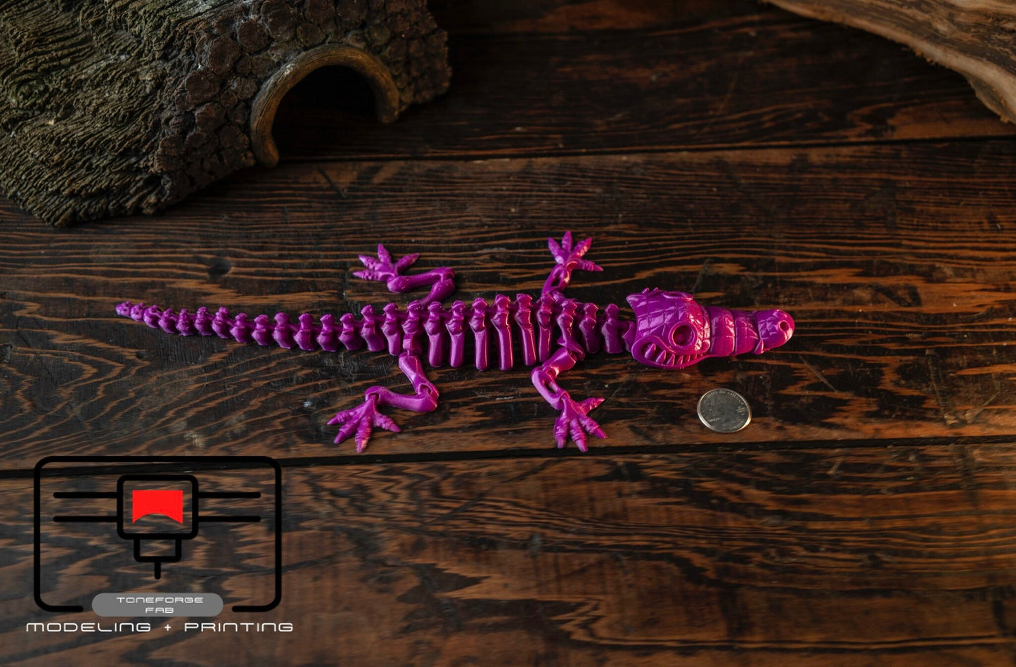 Articulated 3D printed Flexi Skeleton Alligator Toy, flexi animal, fidget toy, sensory toy