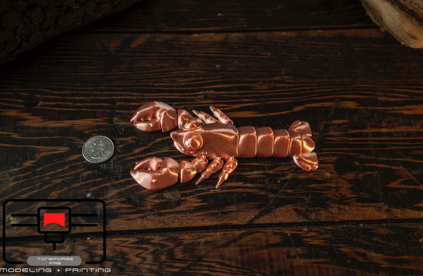 Articulated 3D printed Lobster, flexi animal, fidget toy