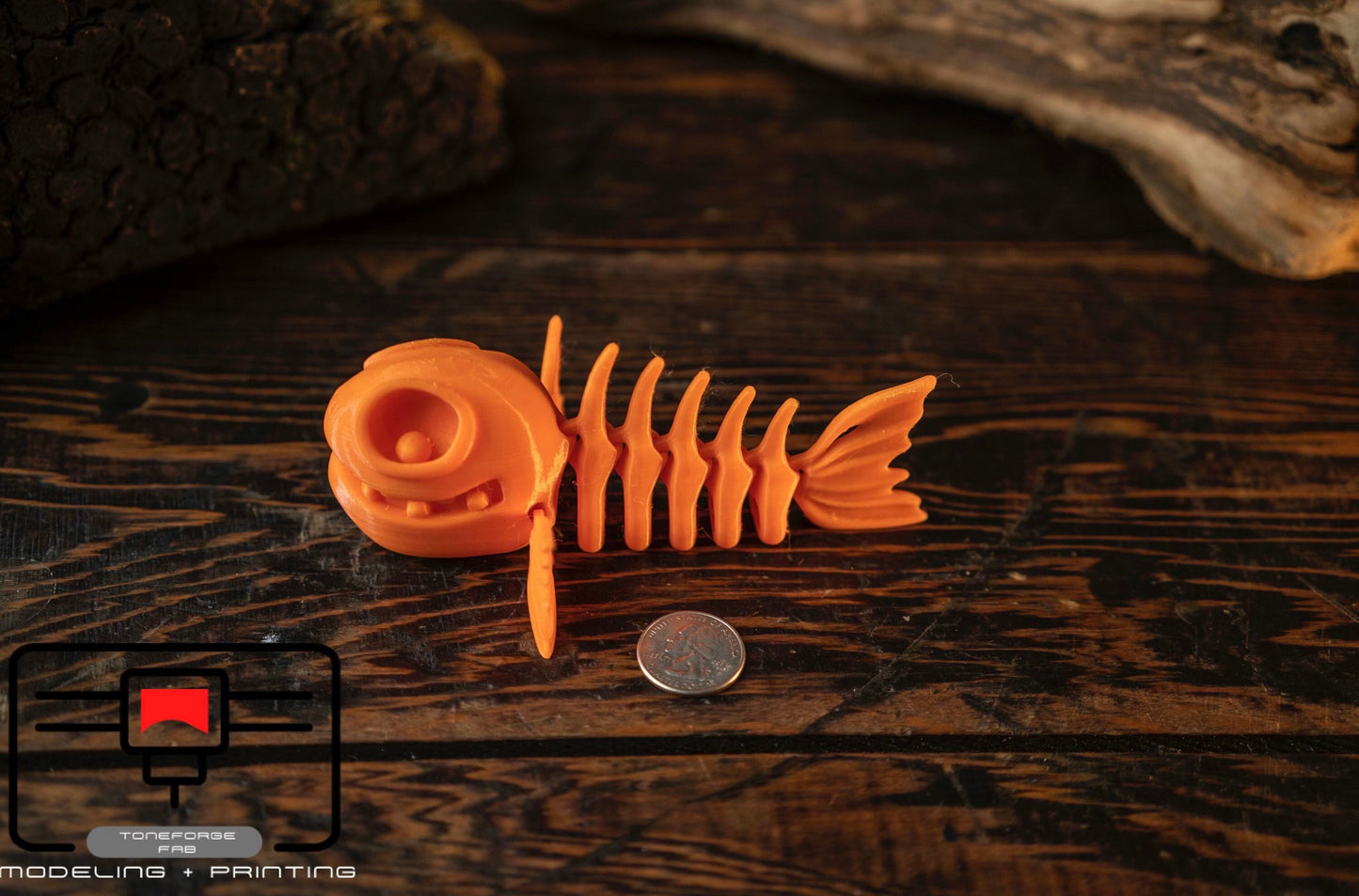 Articulated 3D printed Skeleton Fish, flexi animal, fidget toy