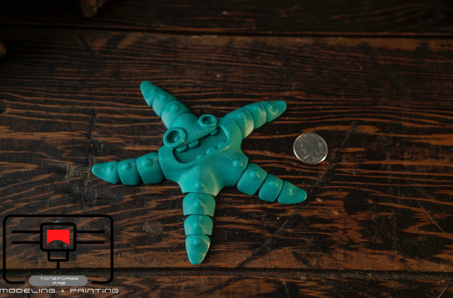 Articulated 3D printed Starfish, Flexi Animal, fidget toy