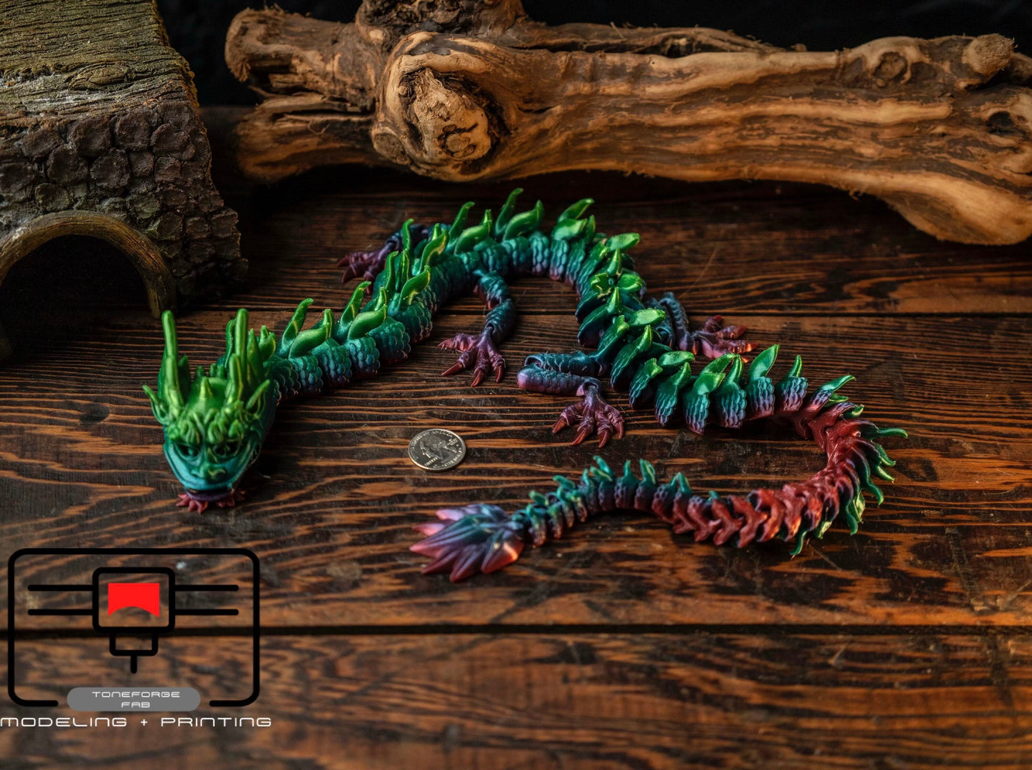 Articulated 3D printed Imperial Dragon, Flexi Dragon, fidget toy