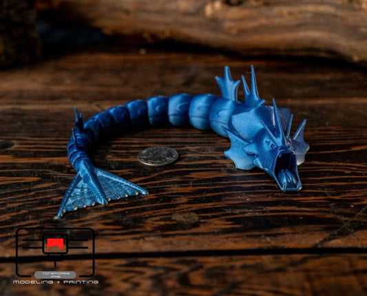 Articulated 3D printed Gyarados fidget toy