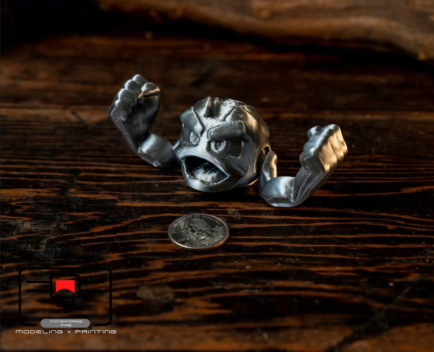 Articulated 3D printed Geodude fidget toy