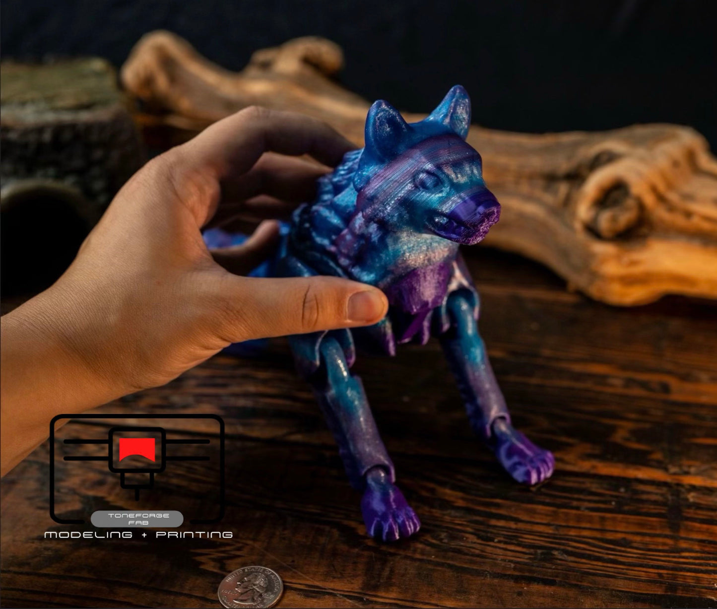 Articulated 3D printed Giant Wolf fidget toy