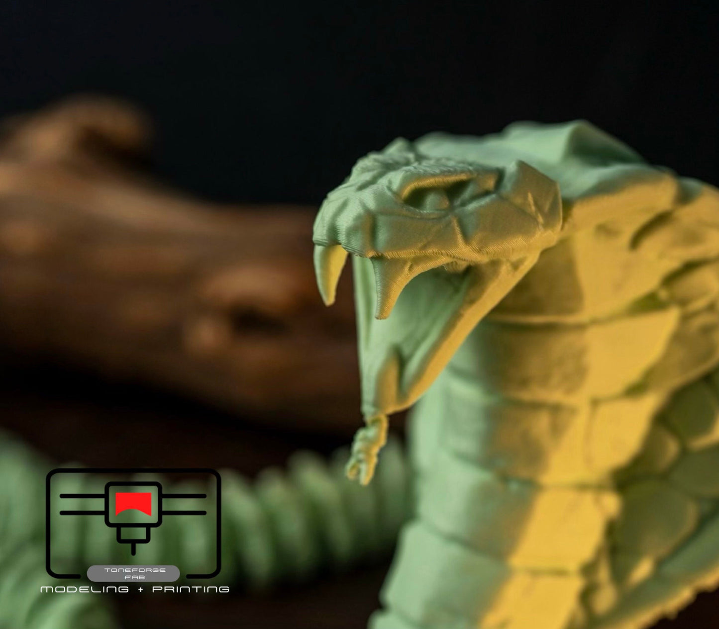 Articulated 3D printed King Cobra toy