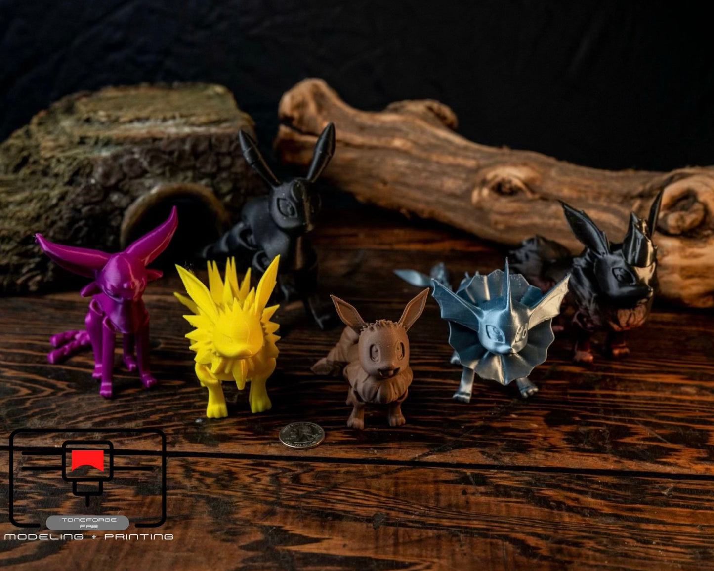 Articulated 3D printed Eevee Evolution Set fidget toy