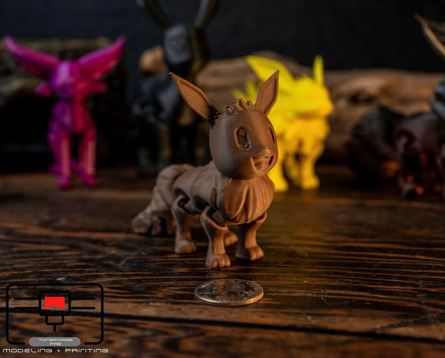 Articulated 3D printed Eevee fidget toy