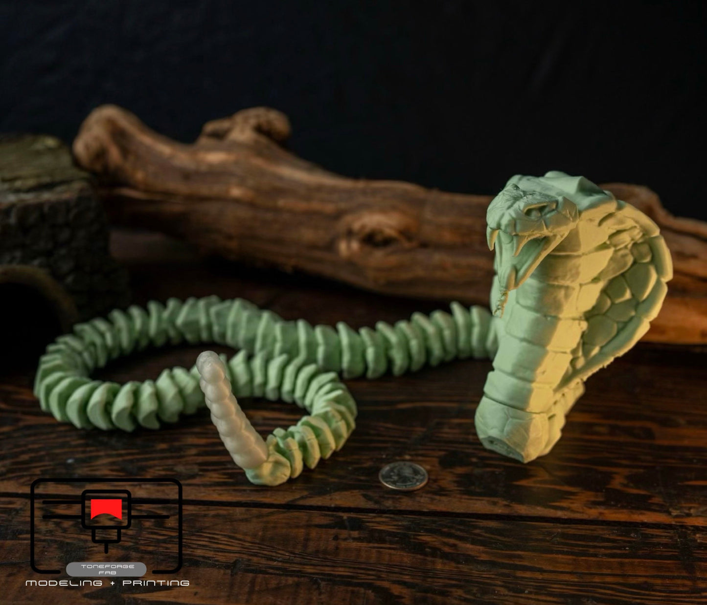 Articulated 3D printed King Cobra toy