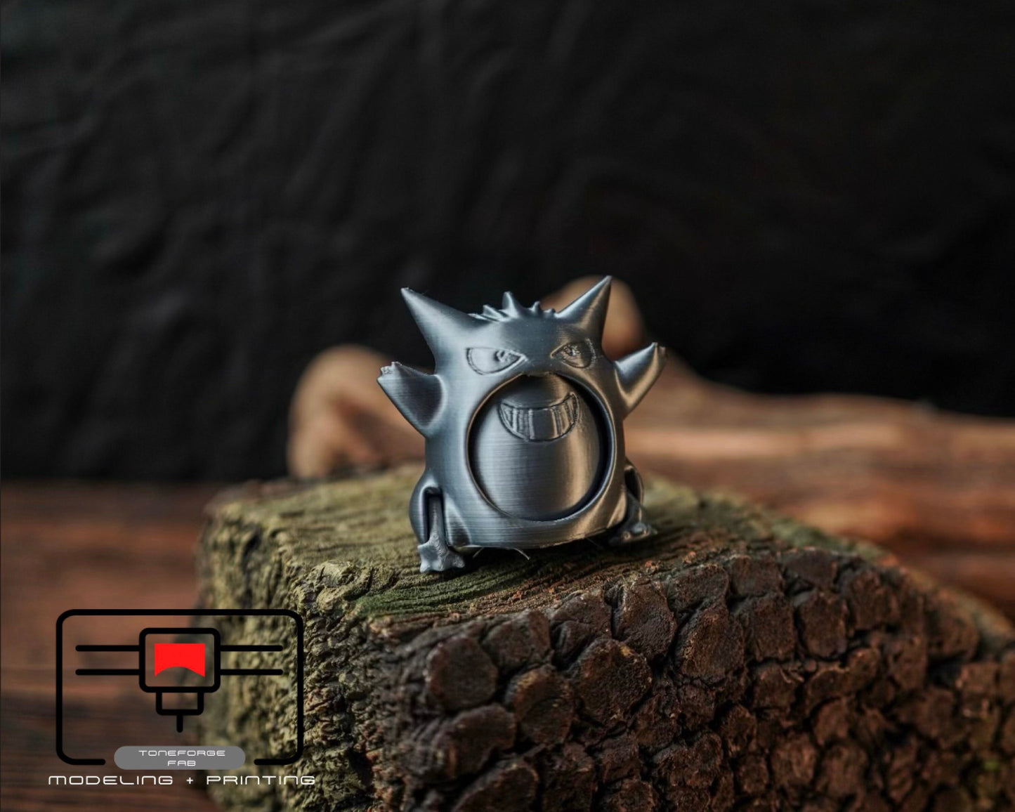 Articulated 3D printed Gengar, flexi animal, fidget toy