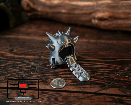 Articulated 3D printed Gengar, flexi animal, fidget toy