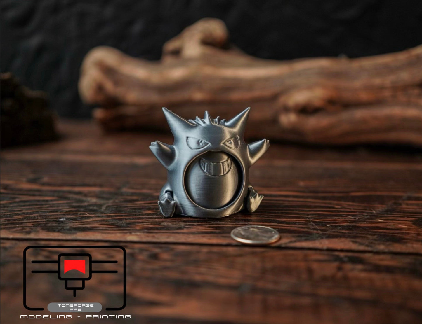 Articulated 3D printed Gengar, flexi animal, fidget toy