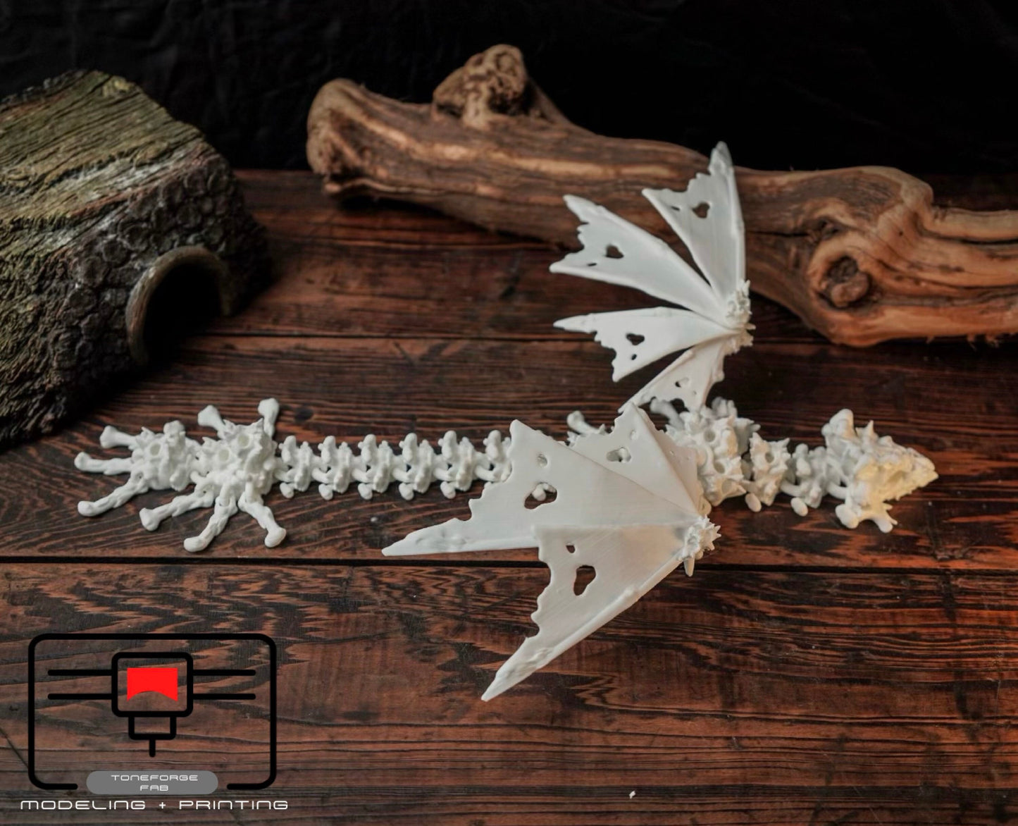 Articulated 3D printed 24” Hollow dragon, flexi dragon, fidget toy