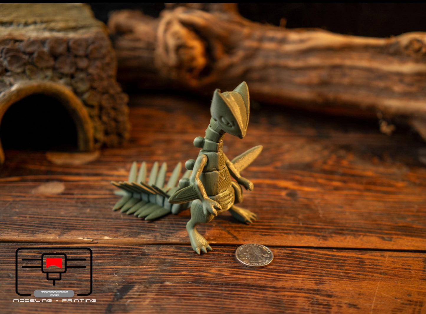 Articulated 3D printed Sceptile fidget toy