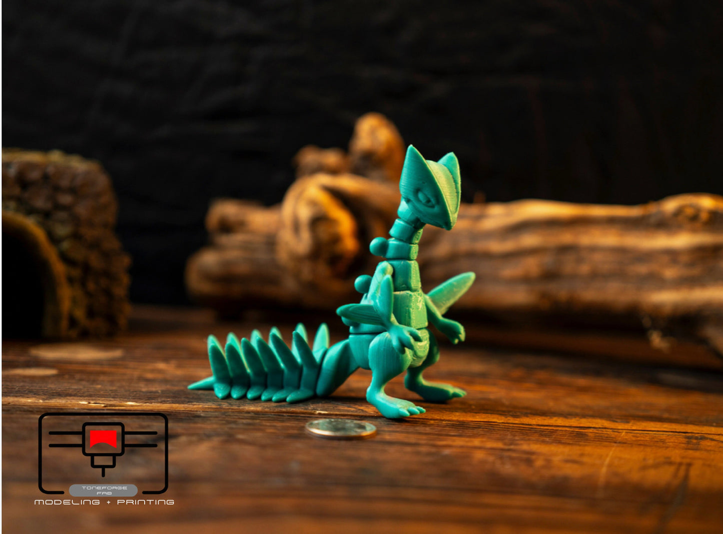 Articulated 3D printed Sceptile fidget toy