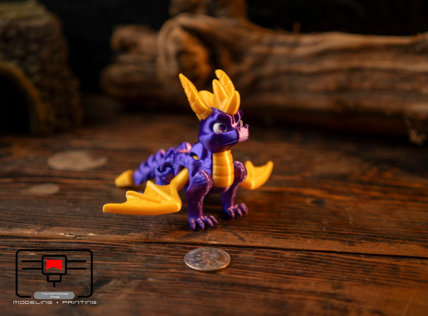 Articulated 3D printed Spyro Dragon, flexi Dragon, fidget toy