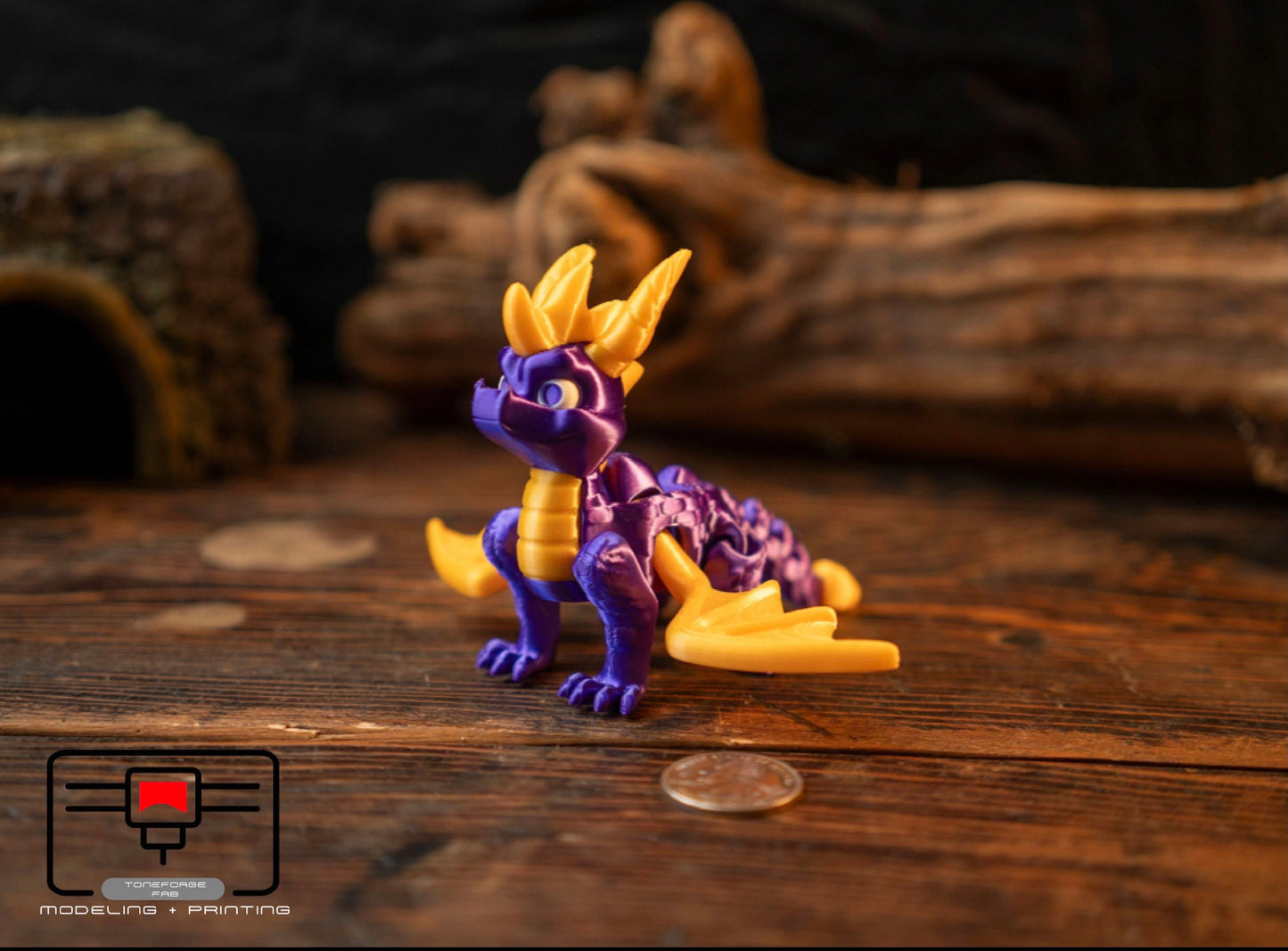 Articulated 3D printed Spyro Dragon, flexi Dragon, fidget toy