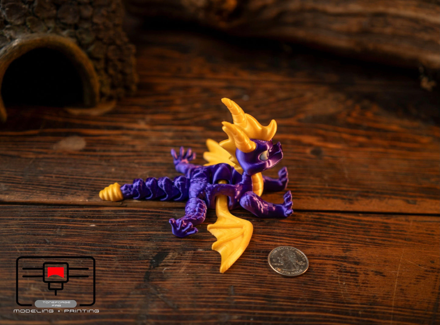 Articulated 3D printed Spyro Dragon, flexi Dragon, fidget toy