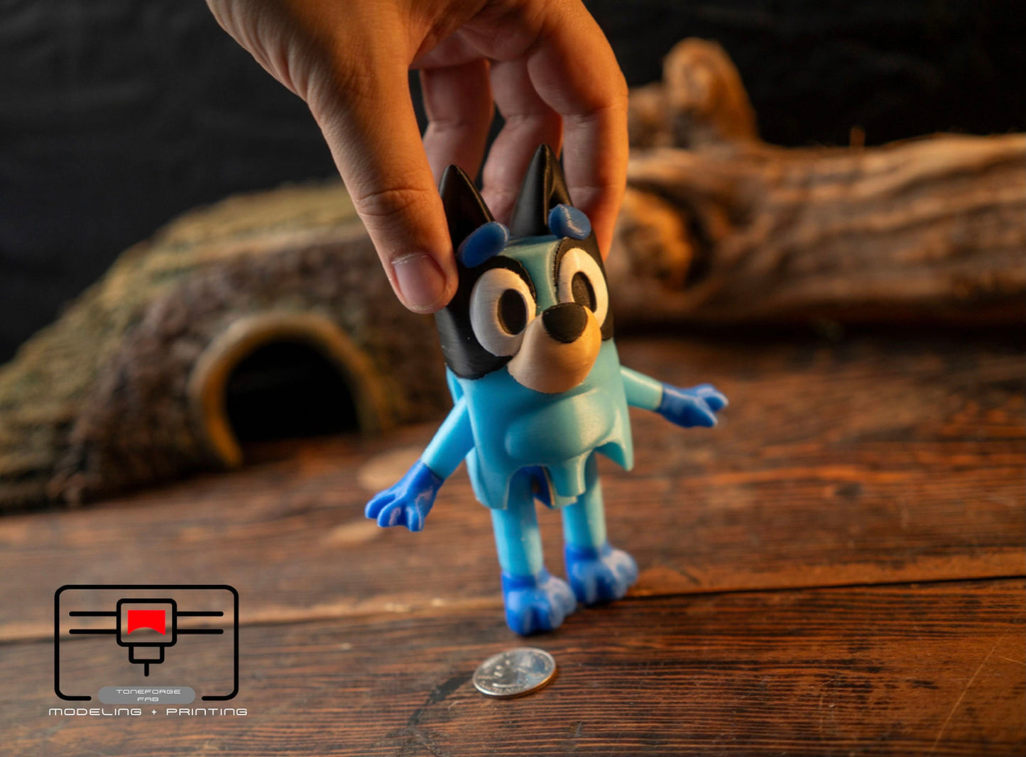 Articulated 3D printed Blue Dog, flexi dog, fidget toy