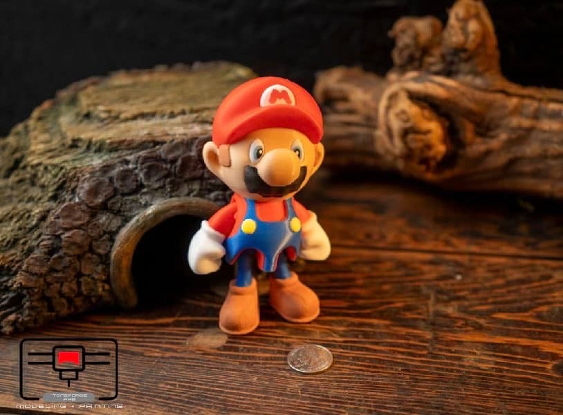 Articulated 3D printed Mario, flexi game character, fidget toy