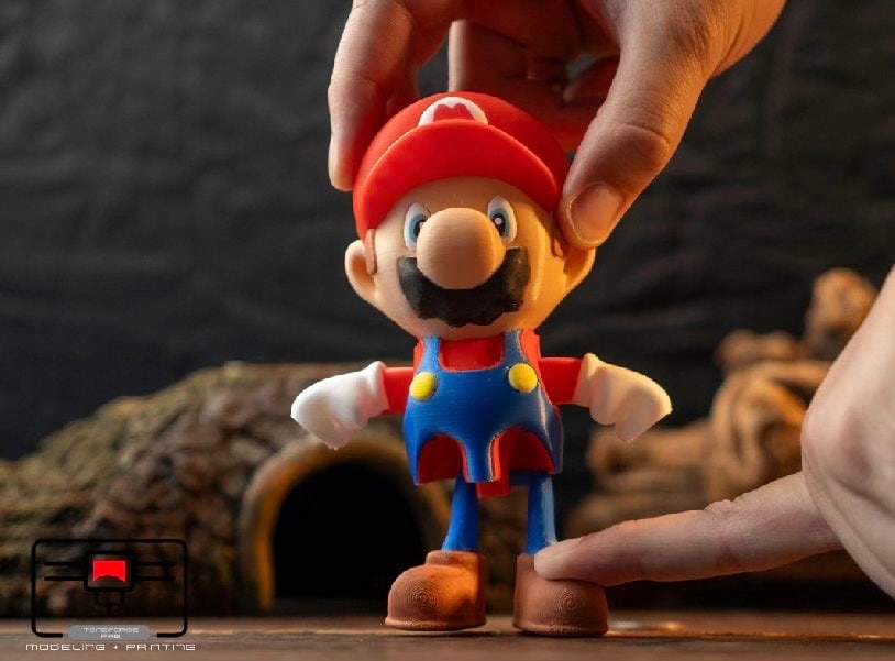 Articulated 3D printed Mario, flexi game character, fidget toy