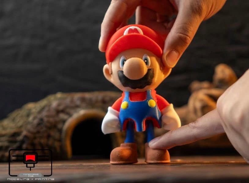 Articulated 3D printed Mario, flexi game character, fidget toy