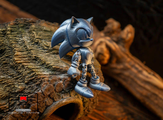 Articulated 3D printed Sonic, flexi game character, fidget toy