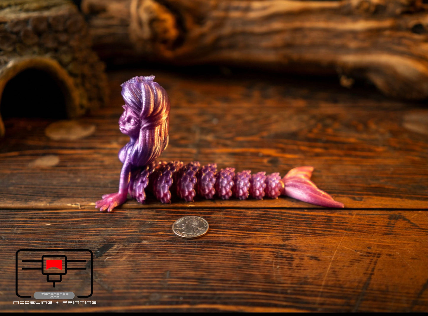 Articulated 3D printed Mermaid, flexi animal, fidget toy