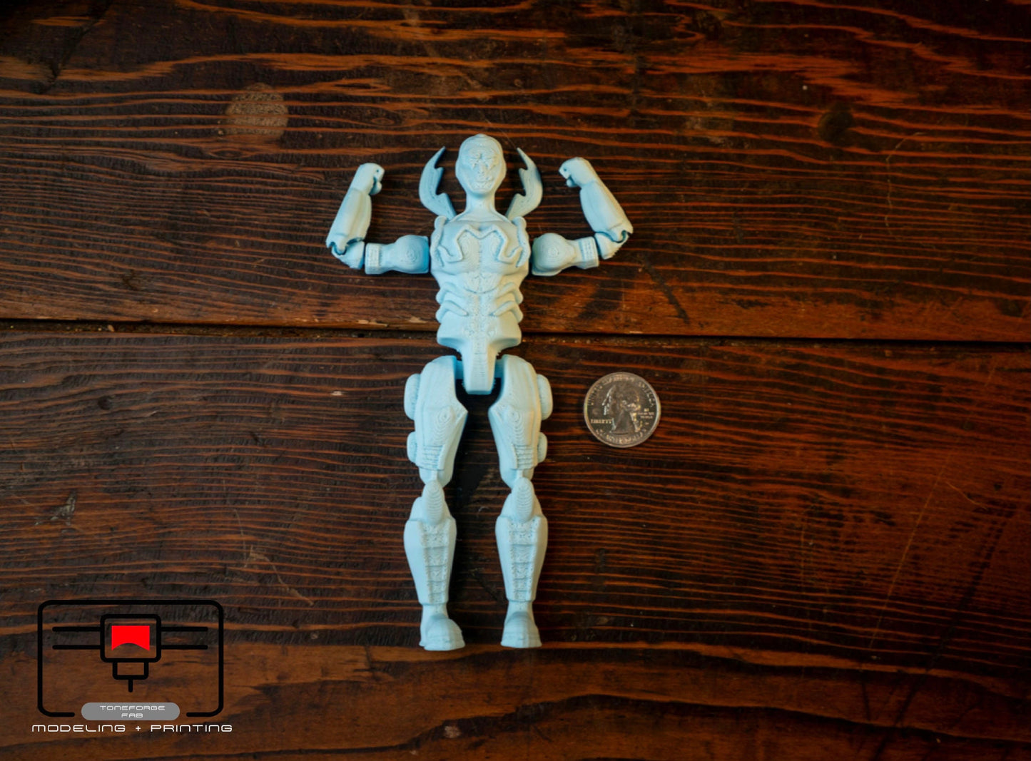 Articulated 3D printed Blue Beetle