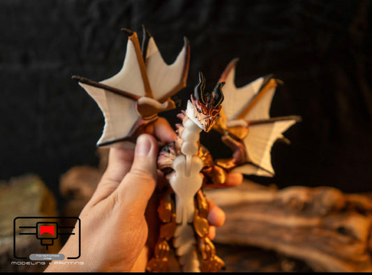 Articulated 3D printed Wyvern Dragon, flexi Dragon, fidget toy