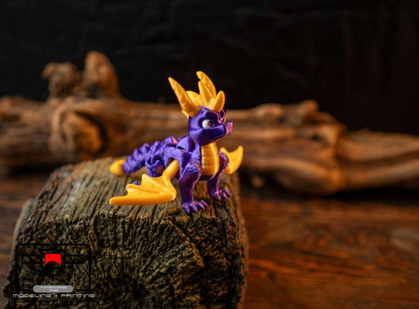 Articulated 3D printed Spyro Dragon, flexi Dragon, fidget toy