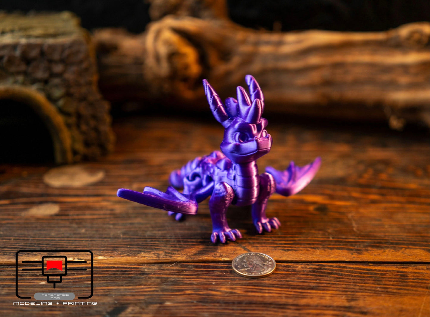 Articulated 3D printed Spyro Dragon, flexi Dragon, fidget toy