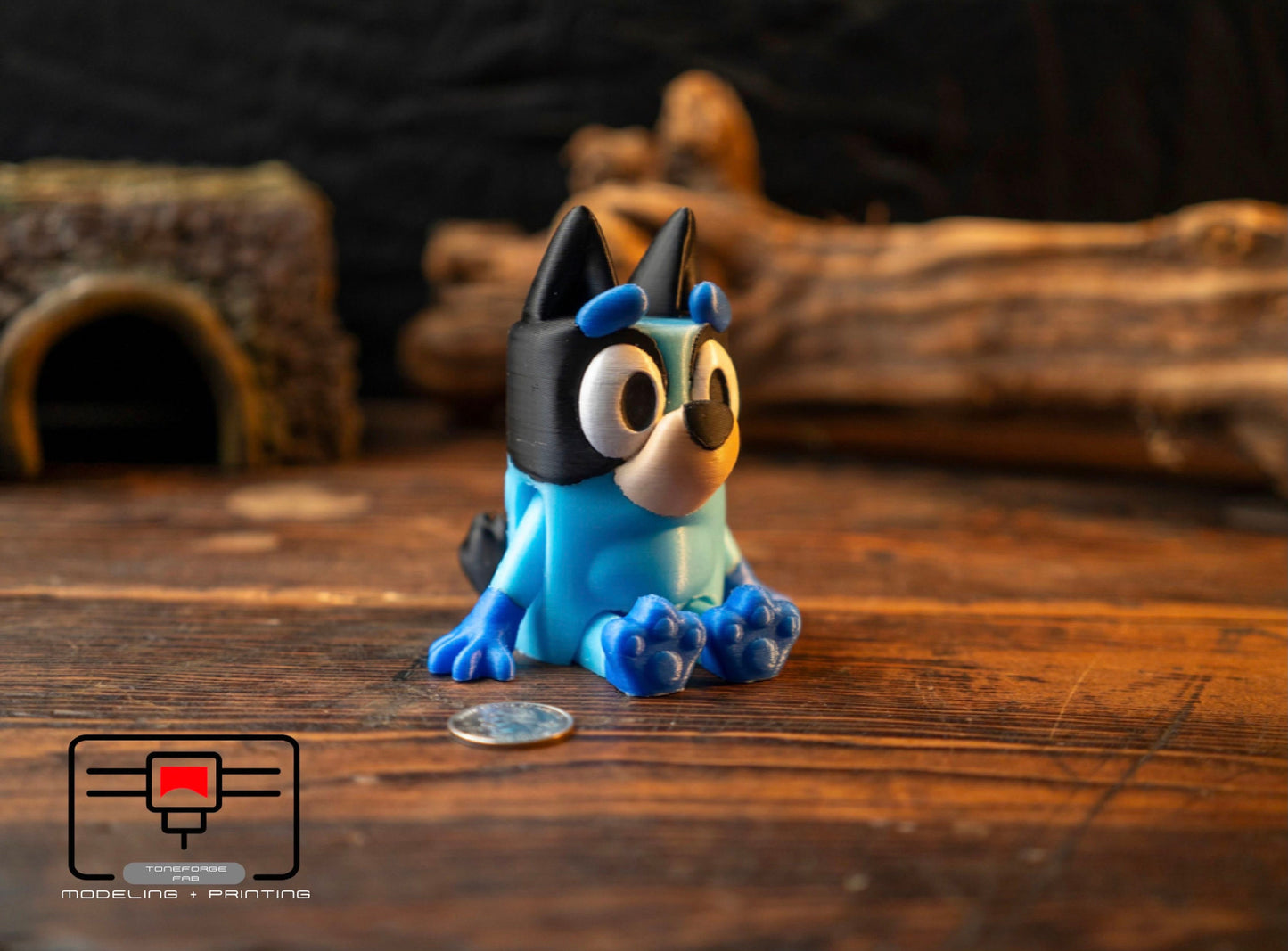 Articulated 3D printed Blue Dog, flexi dog, fidget toy