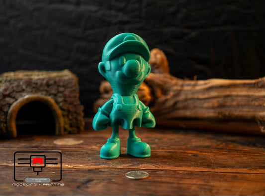 Articulated 3D printed Luigi, flexi game character, fidget toy