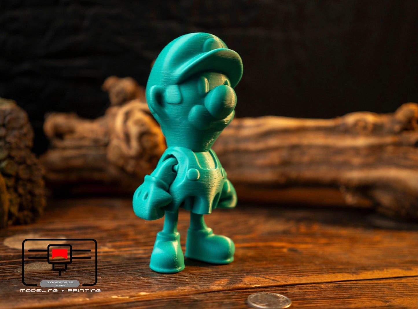 Articulated 3D printed Luigi, flexi game character, fidget toy